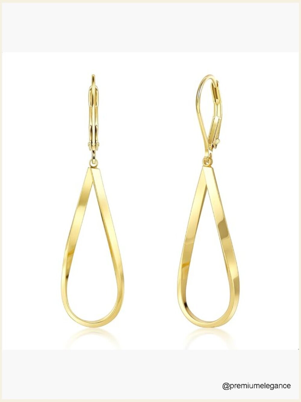 Sterling Silver Teardrop Leverback Dangle Earrings Women Trendy Twisted 14K